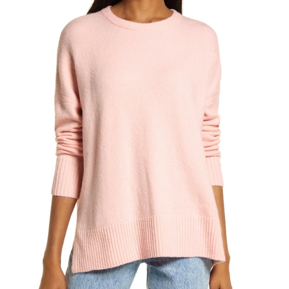Treasure & Bond Women's Size XXS Crewneck Pullover Sweater Pink Lotus Stretch